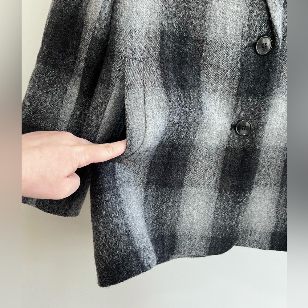 Madewell The Oversized Dorset Blazer Buffalo Check Boiled Wool, Grey/Black, XS - Picture 7 of 13